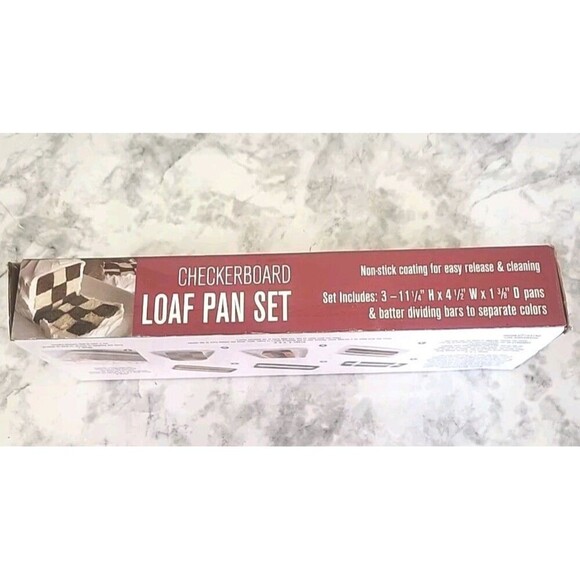 Baking Rectangle Checkerboard Loaf Cake Set Non Stick Pans 11” X 4” Bakeware - Picture 3 of 5